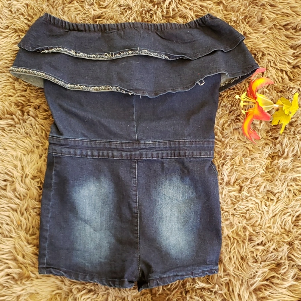 Off shoulder Jean playsuit bodysuit Romper